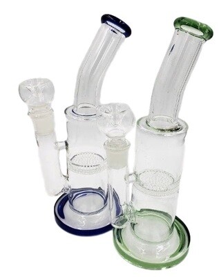 10" Bent Neck Honeycomb Water Pipe/Bong Comes with Flower Bowl