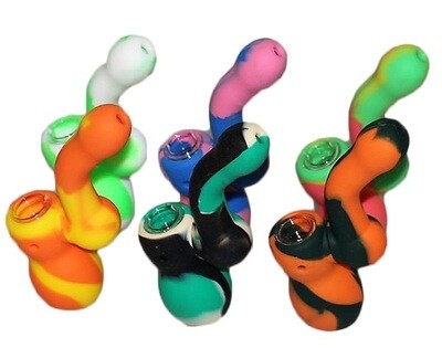 4.75" Silicone Sherlock Bubbler with Glass Bowl