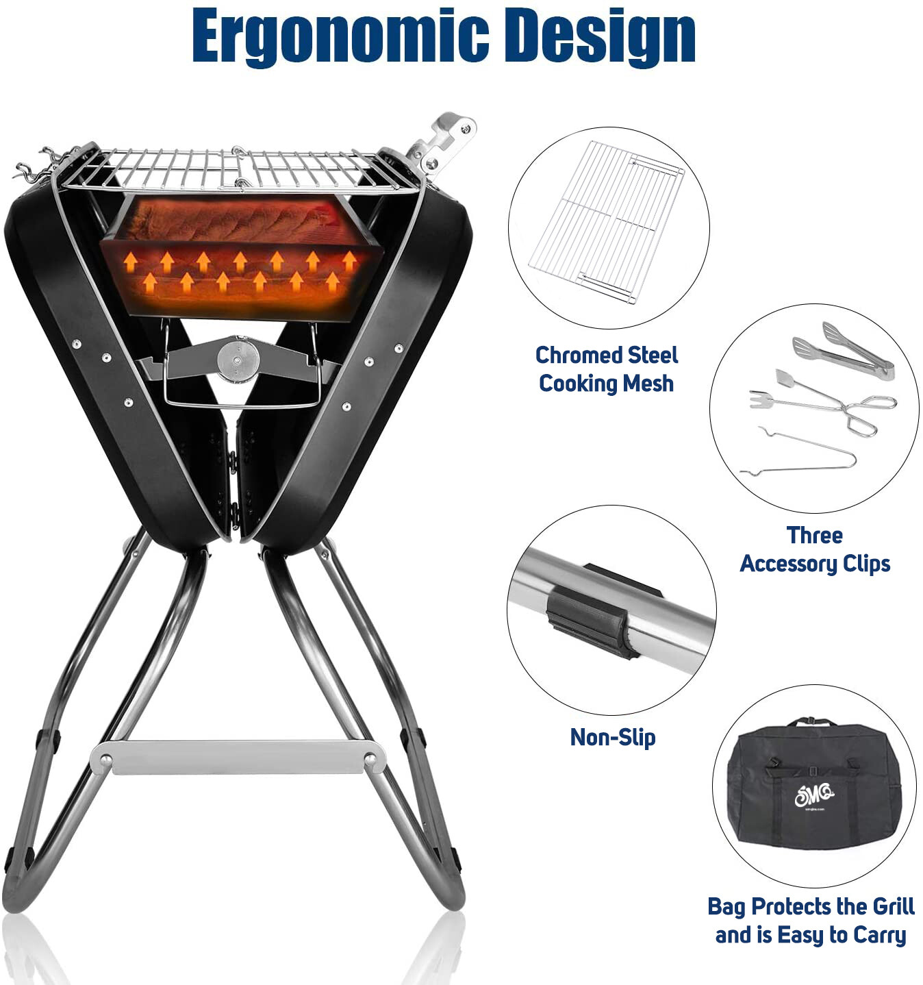 SMQ BBQ Modern And Distinctive Shape Portable + Storage Bag With All tools    
