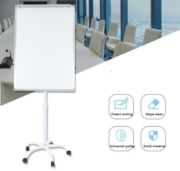 SMQ WHITE BOARD HEIGHT ADJUSTABLE FLIPCHART MAGNETIC STAND WITH WHEEL  70*100 