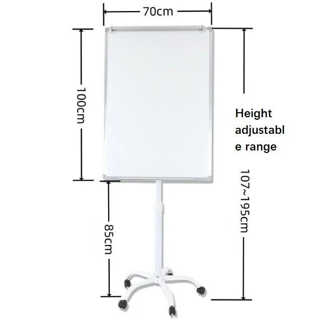 SMQ WHITE BOARD HEIGHT ADJUSTABLE FLIPCHART MAGNETIC STAND WITH WHEEL  70*100 