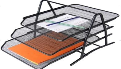 MESH Organizers 3 Layer Metal Paper Tray (Black)  H2003