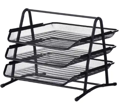 MESH Organizers 3 Layer Metal Paper Tray (Black)  H2003