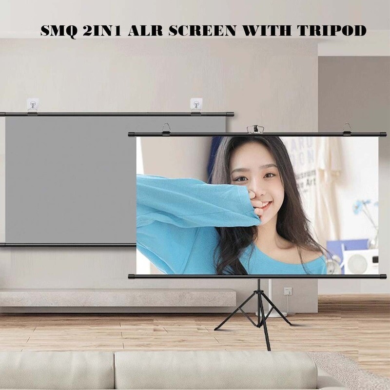 SMQ Pro ALR 2in1 Projector Screen - Tripod - (72 Inch) 146 CM * 110 CM + Portable Bag+Ropes and Hooks for fixing to the ground