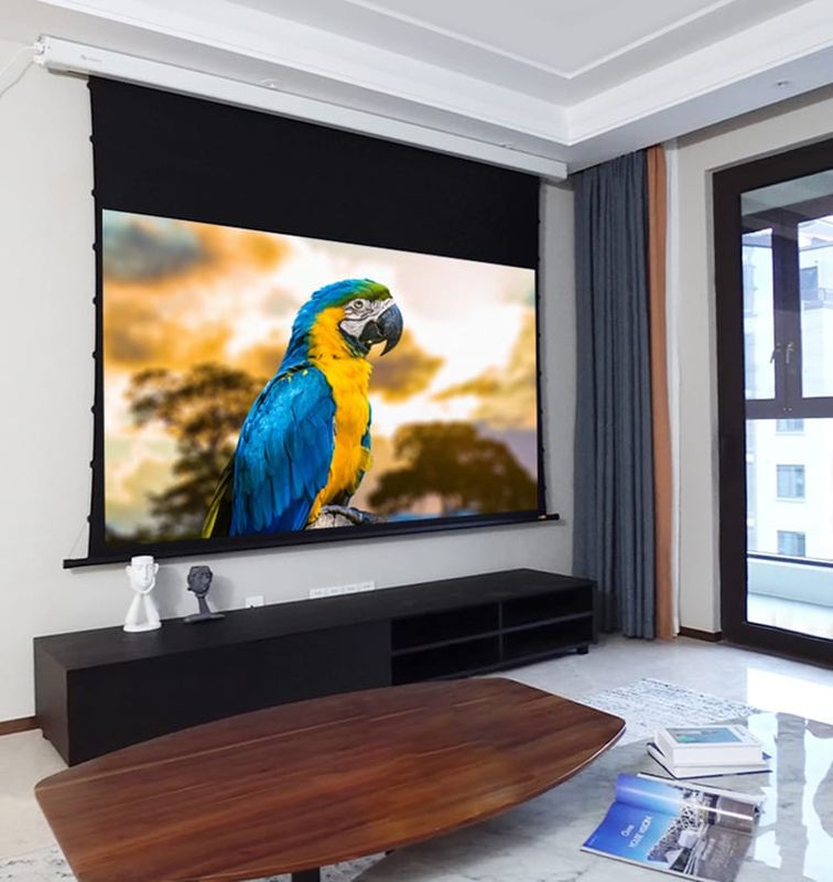 SMQ ALR Electric Tab Tension Projector Screen with RF and remote 100"