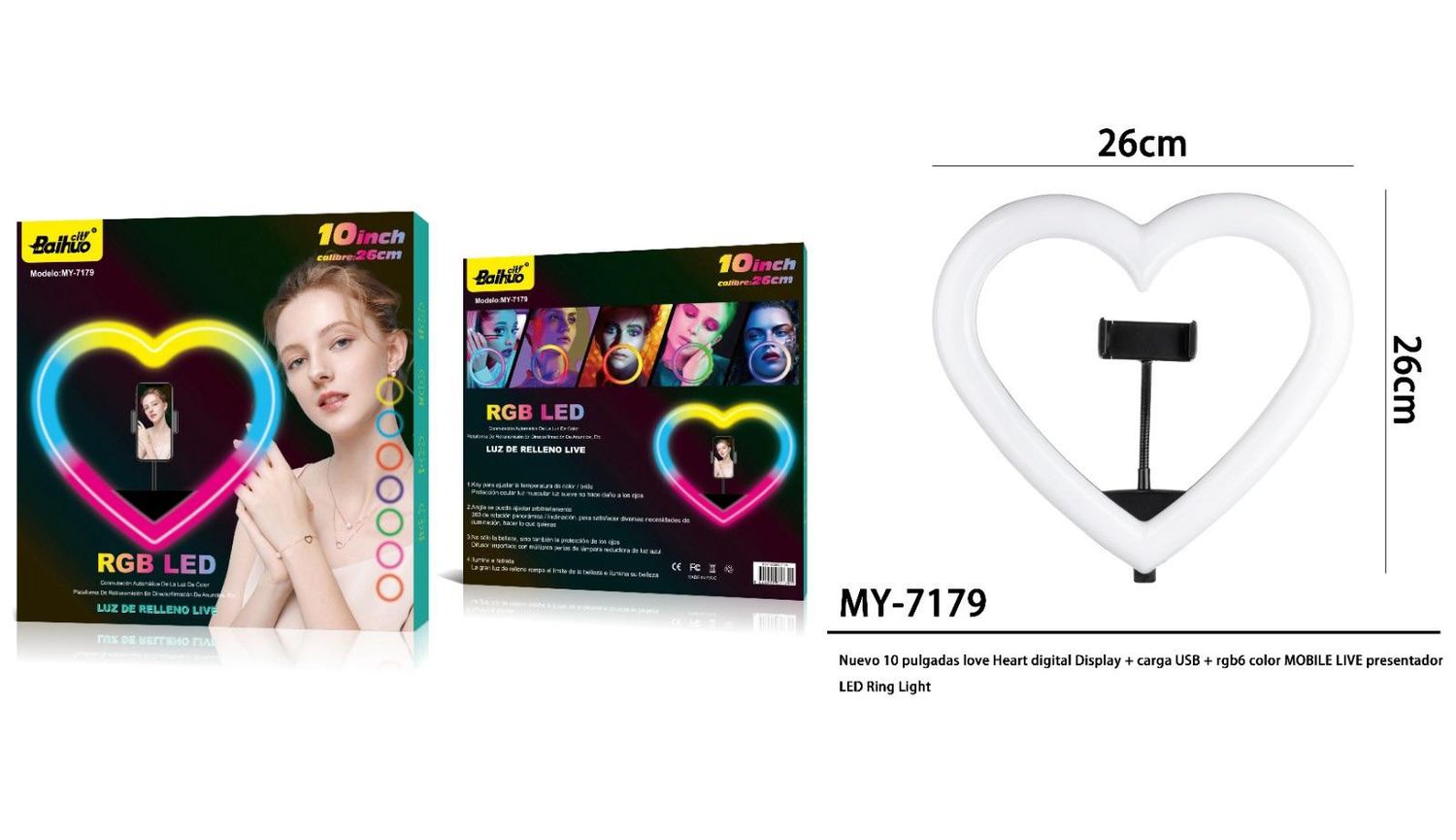 SMQ Heart Shaped RGB Ring Light
