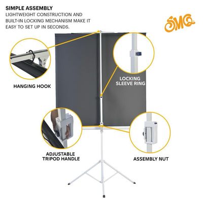 إس إم كيو شاشة عرض بروجكتور مع ستاند احترافي وحقيبة للتنقل والتخزين وحبال وخطاف للتثبيت بلأرض-  120 بوصة