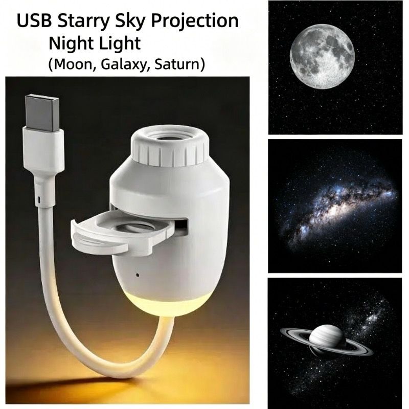 SMQ Galaxy &amp; Moon Night Light Projector – 3 Space Projection Films