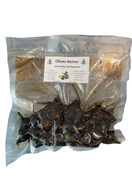 Olives Noires à la Grecque aux Herbes de Provence - sous vide -