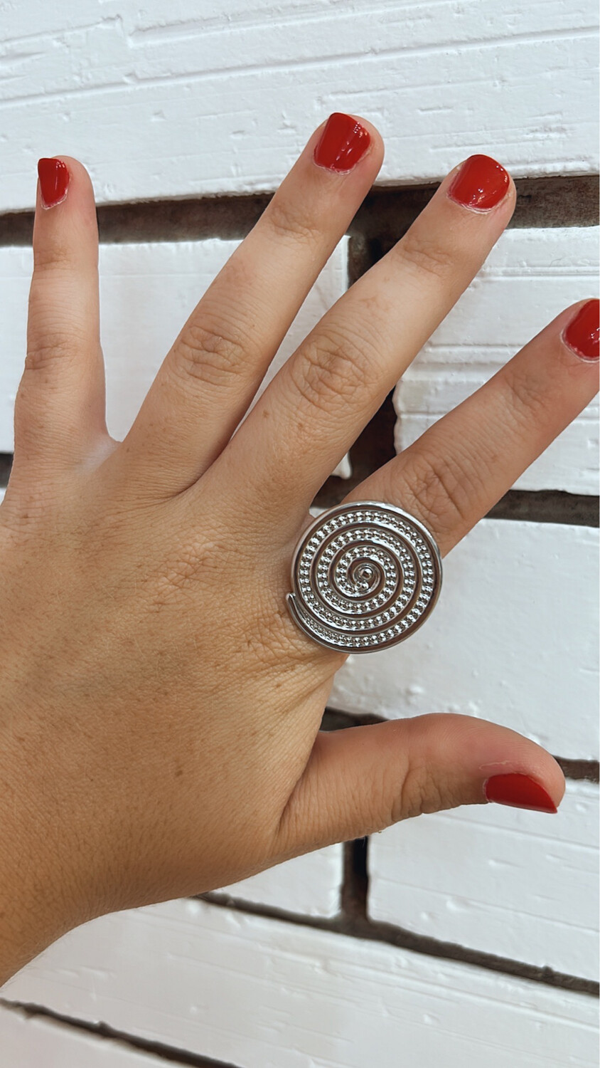 Maxi anillo espiral plateado