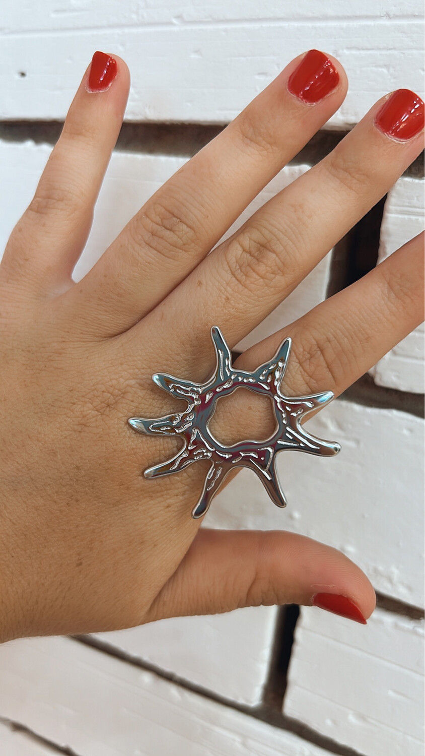Maxi anillo sol plateado