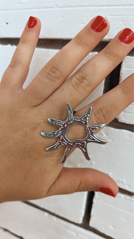 Maxi anillo sol plateado