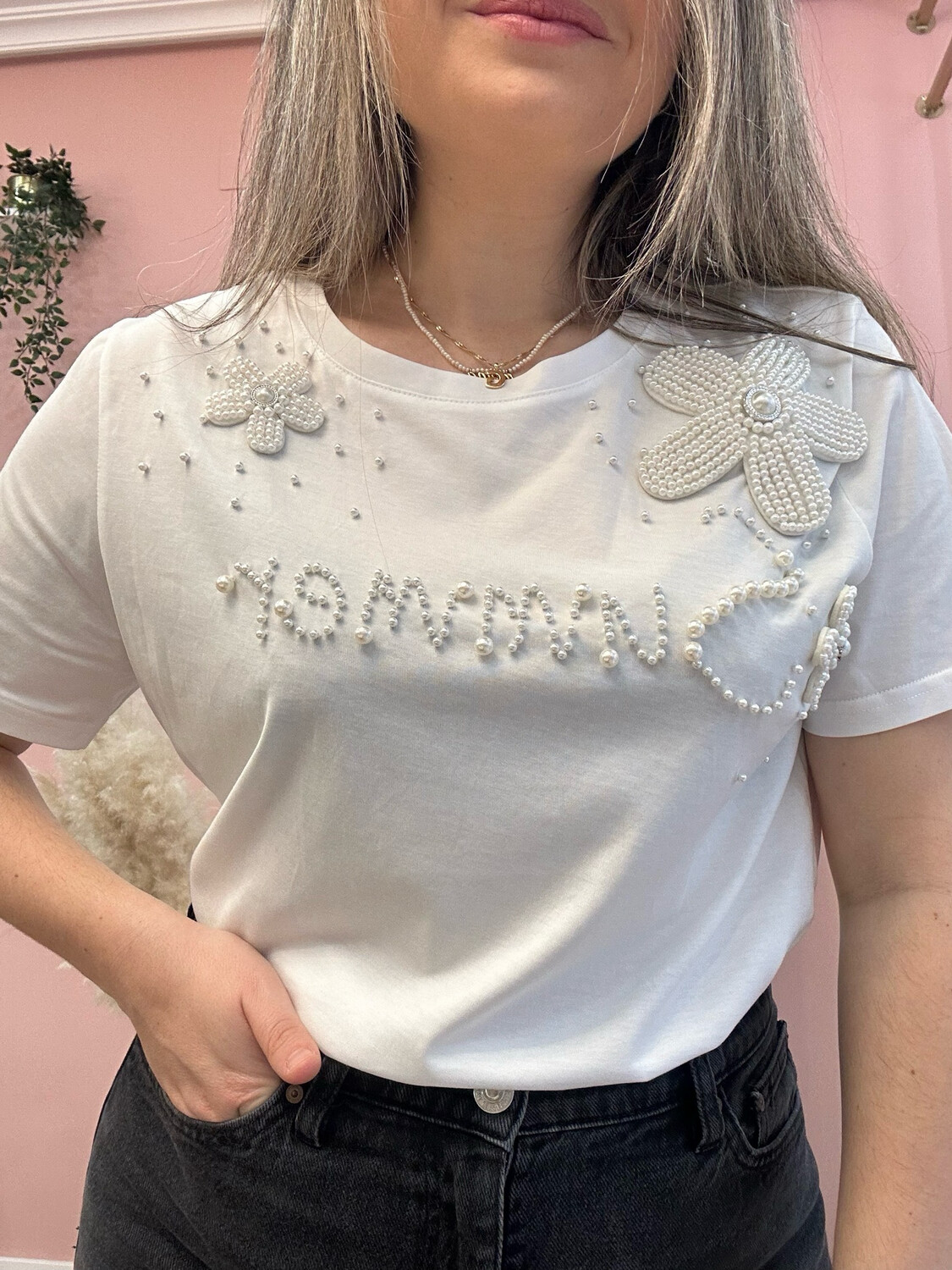 Camiseta perlas