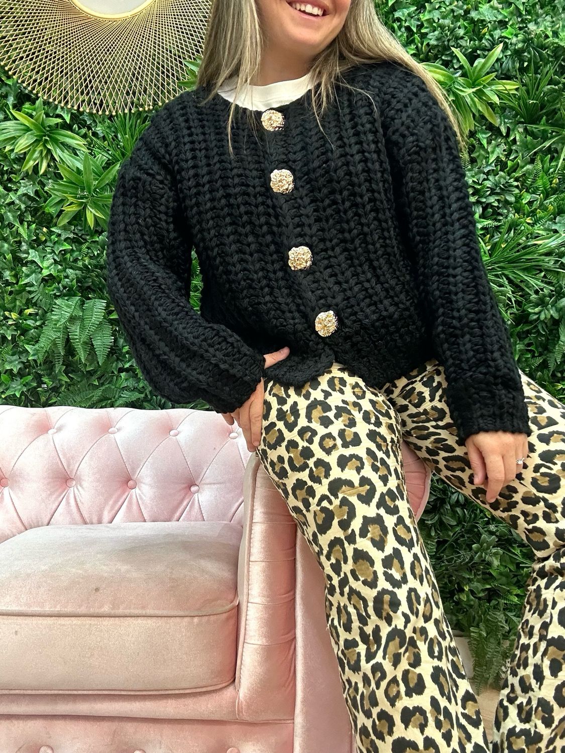 Chaqueta maxibotones negra