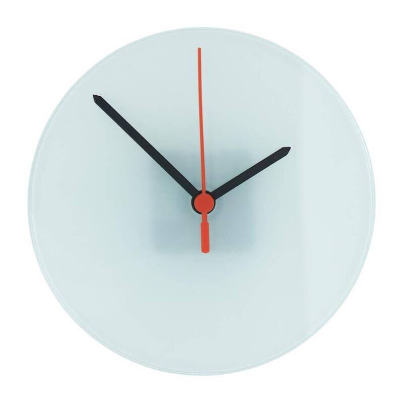 Sublimatie Klok 18 cm - Glas Rond met Zwarte en Rode Plastic Wijzers
Glad, Inclusief mechanisme
