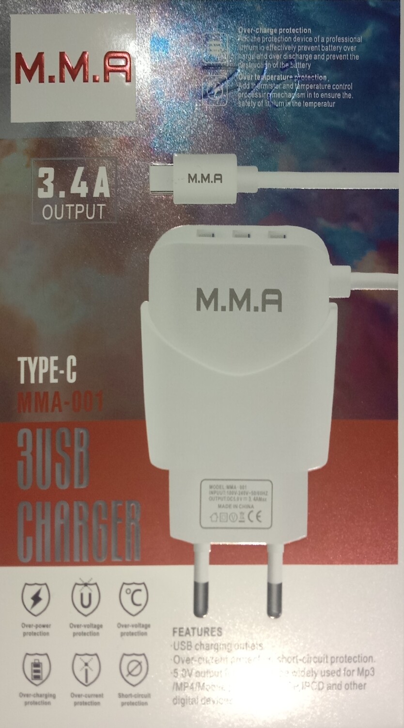 MMA 3.4A OUTPUT V8 3usb charger