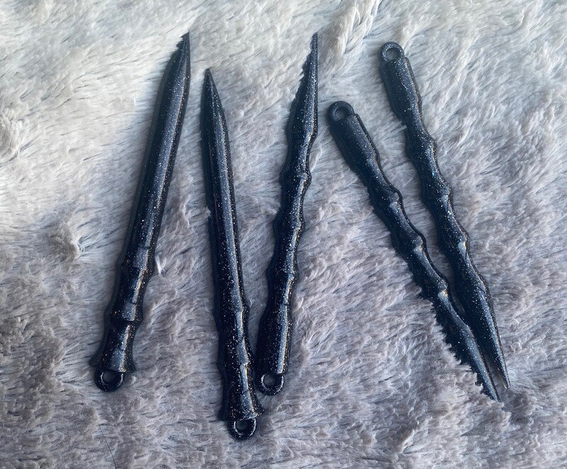 Self Defense Wand Keychains in Black Sparkle