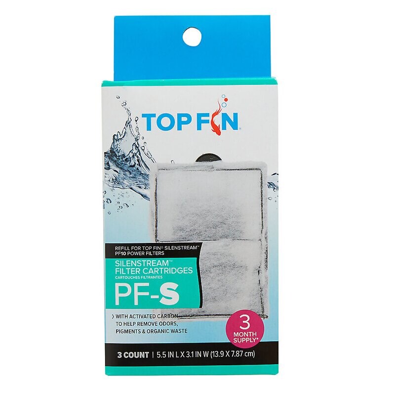 Top Fin PF-S Cartouches Filtrants Value Pack Refill Cartridges For PF10 Power Filter Small 5.5x3.1 Inch 3 Count