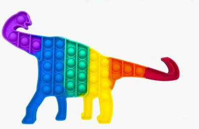 JUMBO! Rainbow Brontosaurus Dinosaur Push Bubble Pop It.