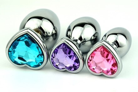 3 Size Anal Plug Heart Stainless Steel Crystal