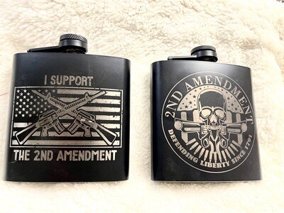Laser Etched Matte Black Stainless Steel Hip Flask