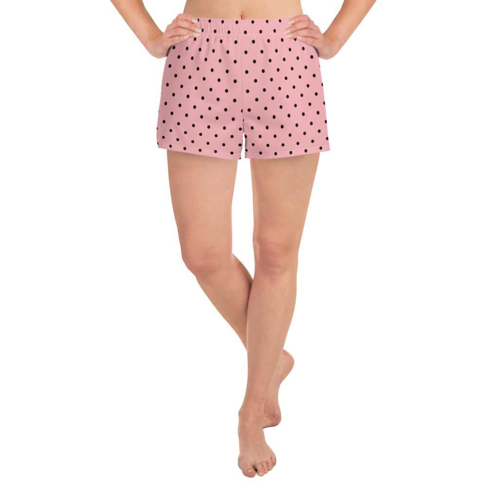 Women&#39;s Short Shorts Light Pink Polka Dots with Pockets.