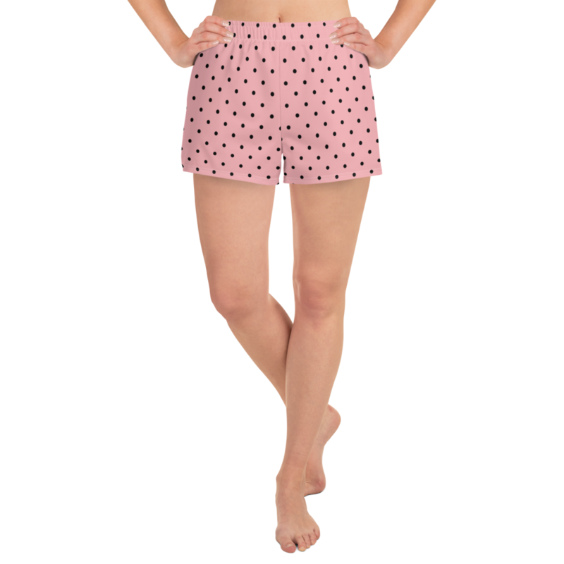 Women&#39;s Short Shorts Light Pink Polka Dots with Pockets.