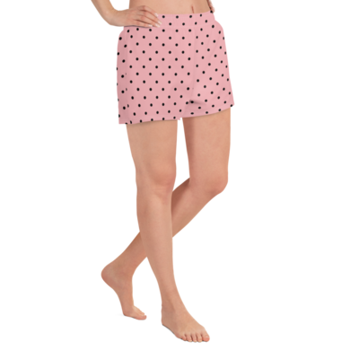 Women&#39;s Short Shorts Light Pink Polka Dots with Pockets.