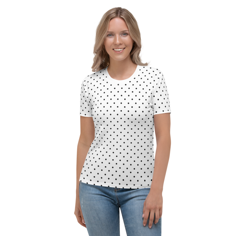 Women&#39;s T-shirt Polka Dots, White.
