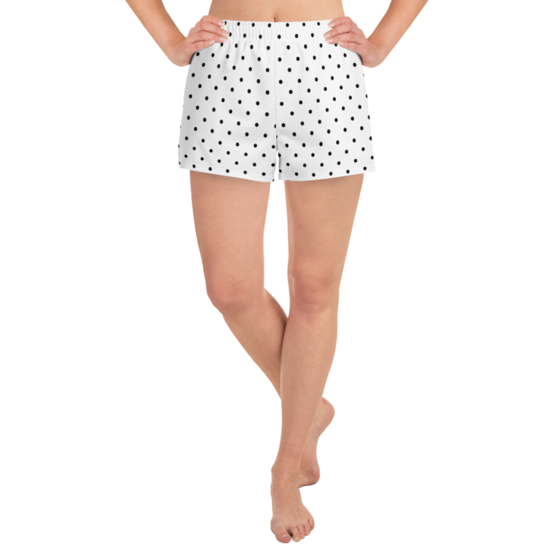 Women&#39;s White Short Shorts, Polka Dots with Pockets