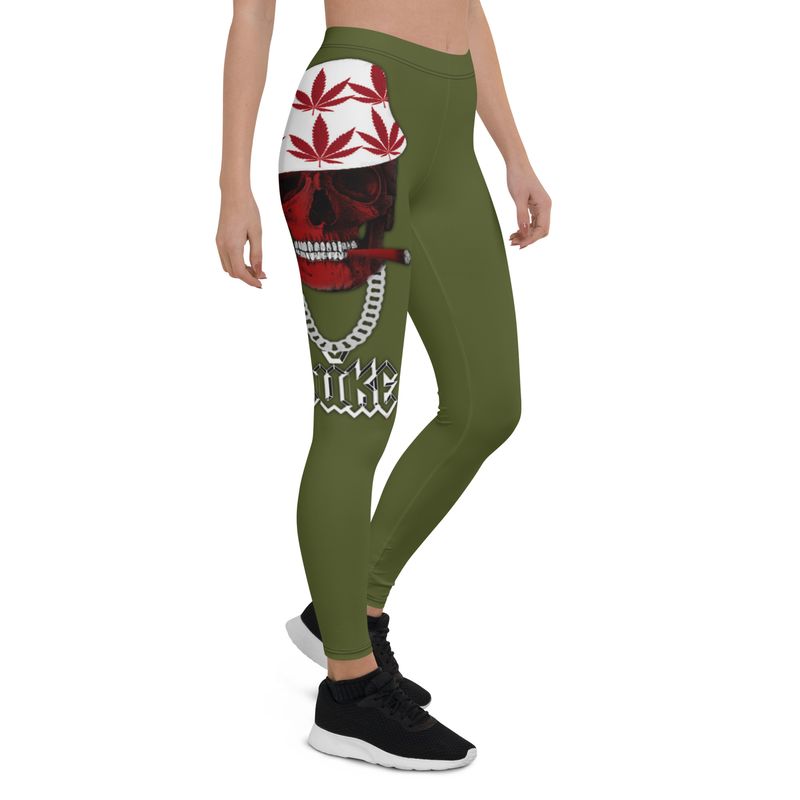 JLUKE 420 Skull Military Green Leggings