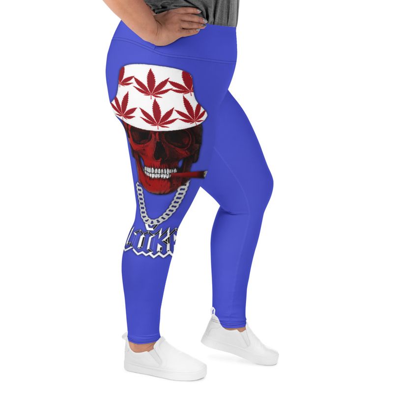 JLUKE 420 Skull Blue Plus Size Leggings