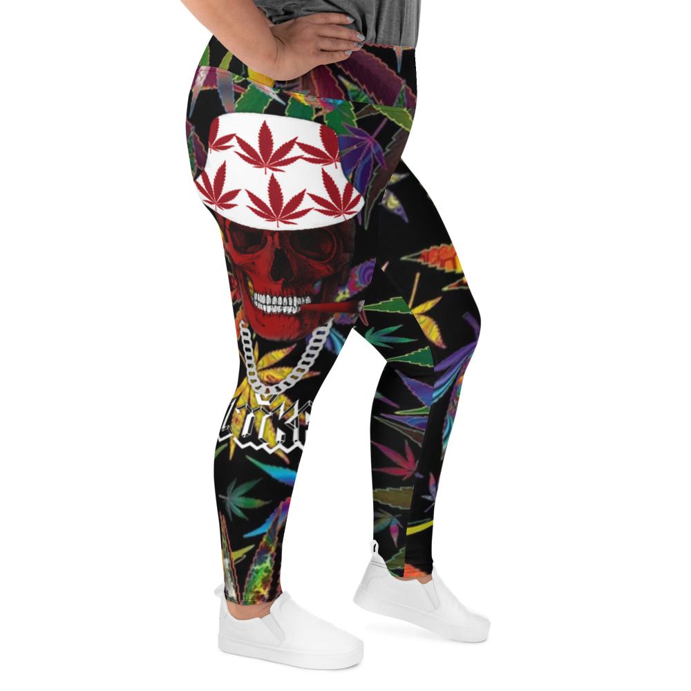 JLUKE 420 Skull Trippy Plus Size Leggings