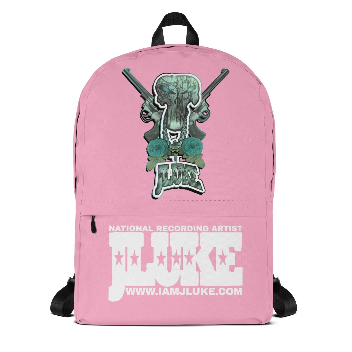JLUKE BLUE SKULL &amp; GUNS PINK BACKPACK
