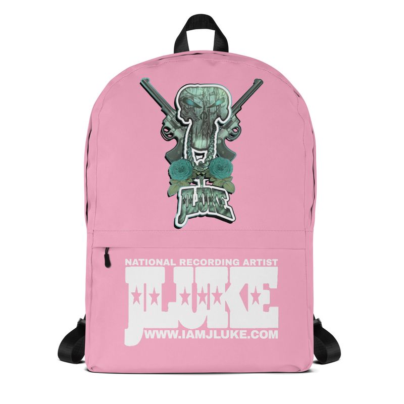 JLUKE BLUE SKULL &amp; GUNS PINK BACKPACK