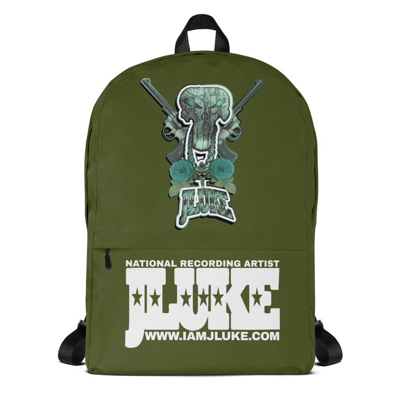 JLUKE BLUE SKULL &amp; GUNS GREEN BACKPACK