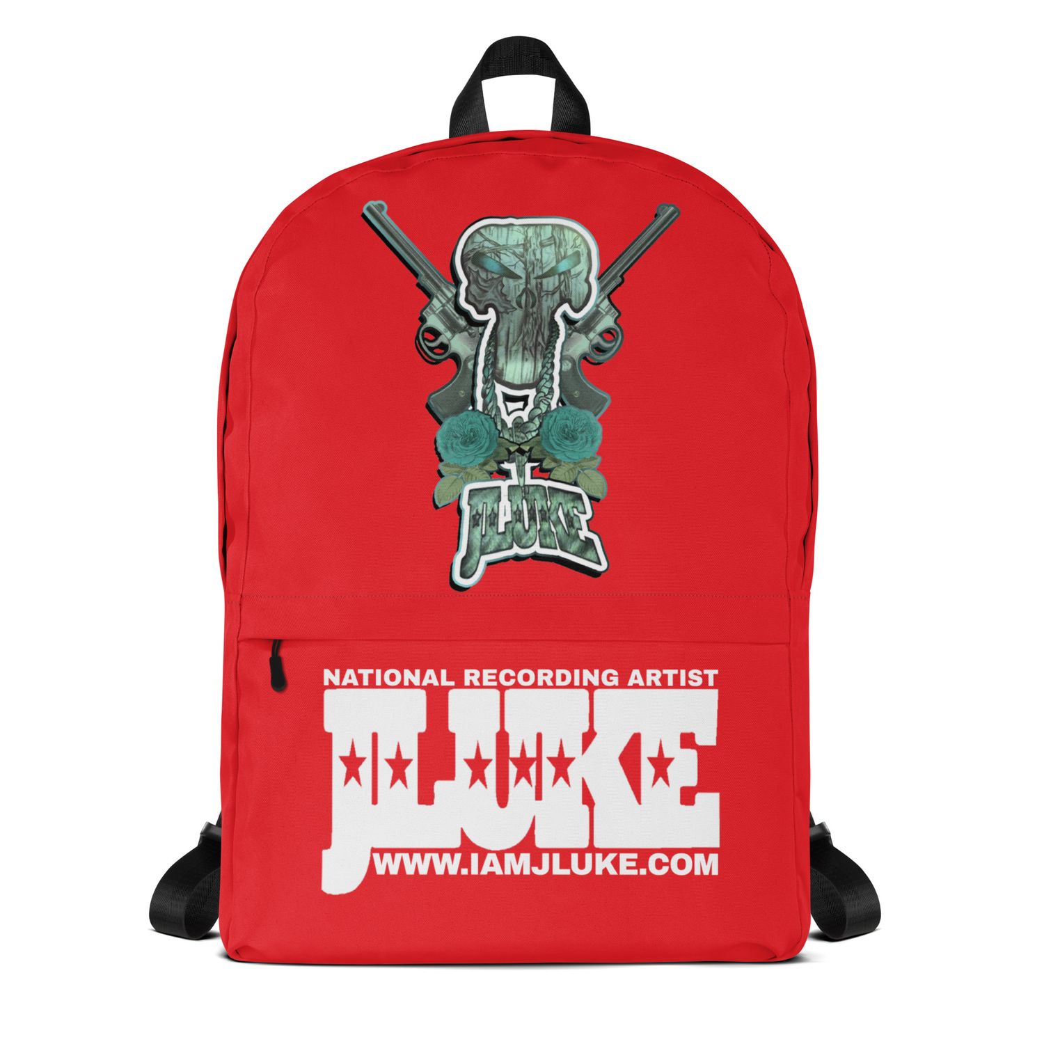 JLUKE BLUE SKULL &amp; GUNS RED BACKPACK