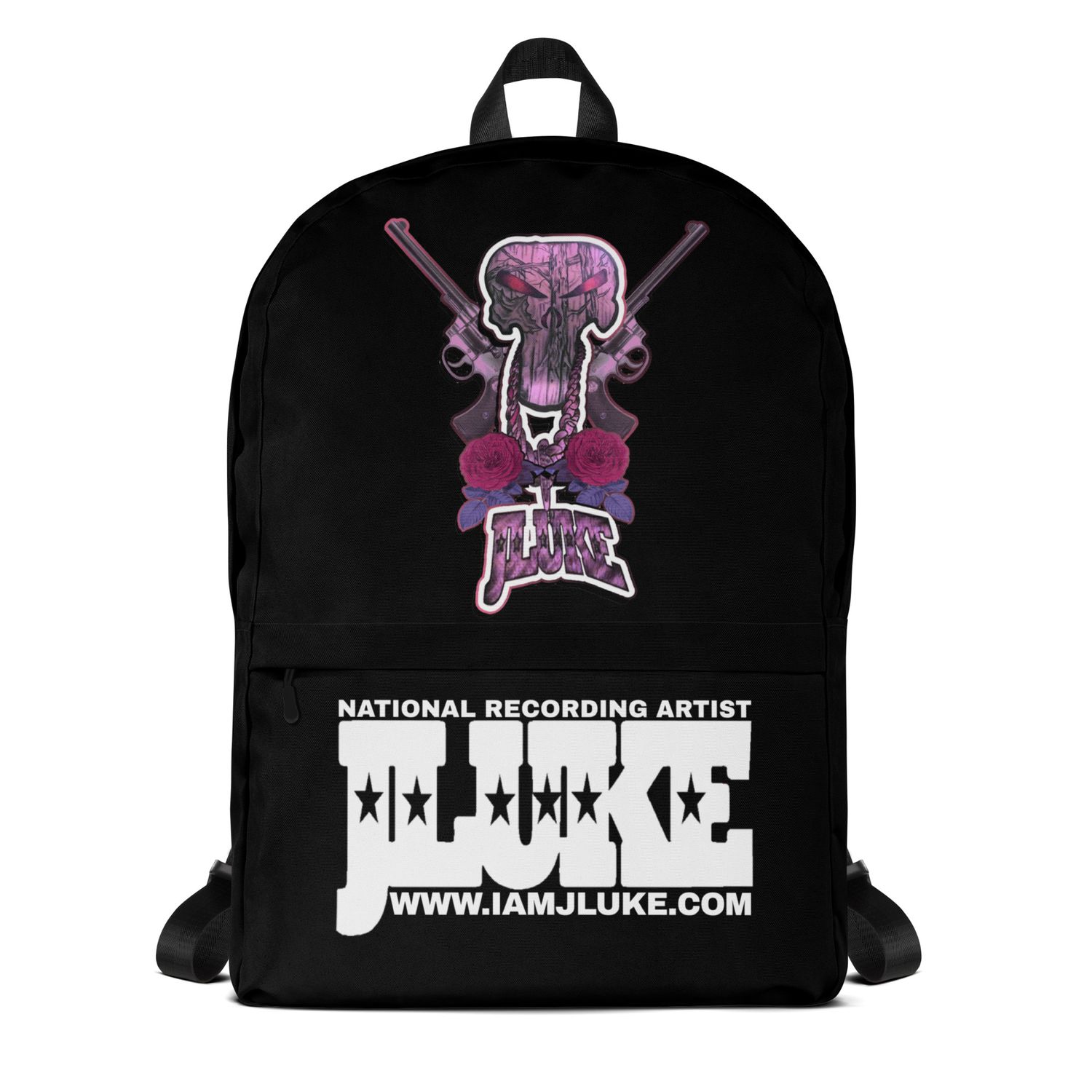 JLUKE PINK SKULL &amp; GUNS BLACK BACKPACK 