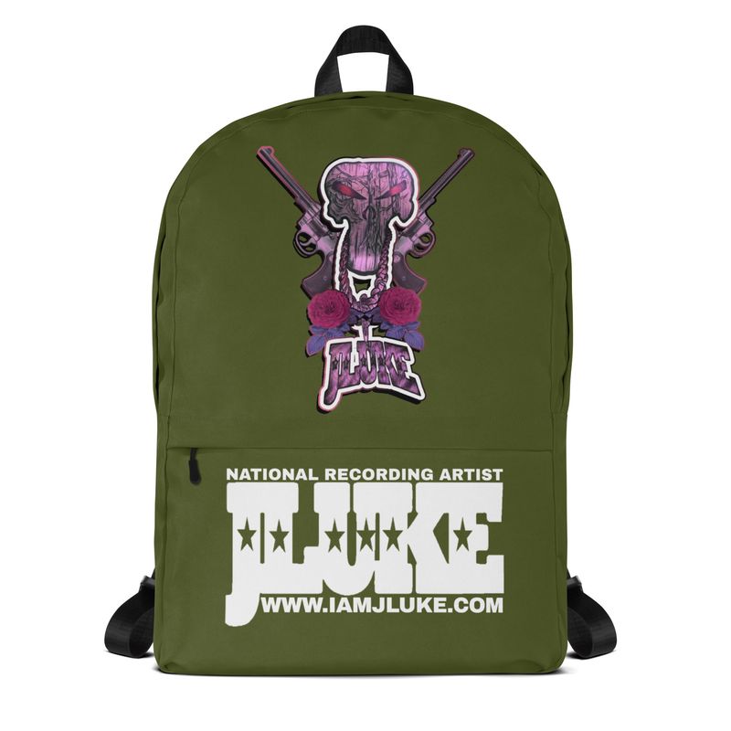 JLUKE PINK SKULL &amp; GUNS GREEN BACKPACK 