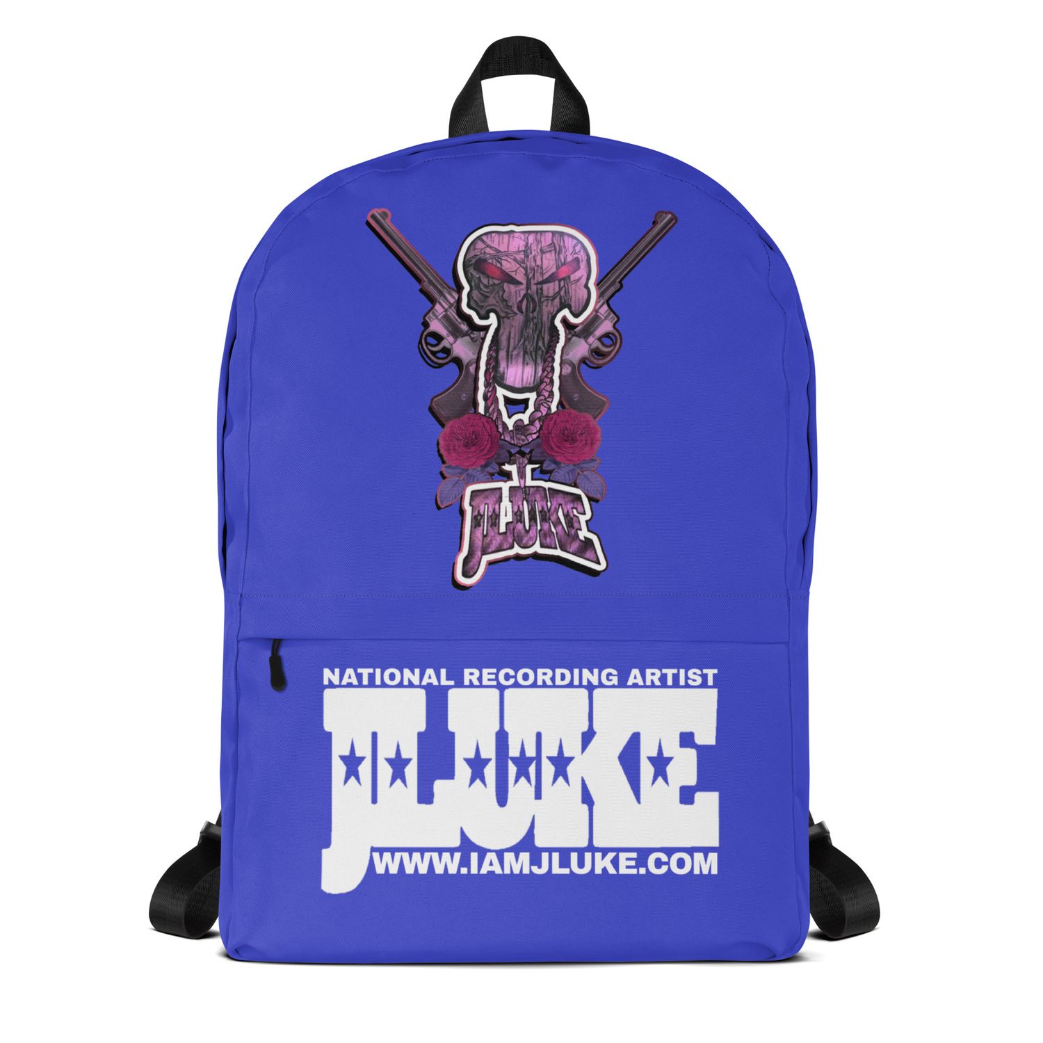 JLUKE PINK SKULL &amp; GUNS BLUE BACKPACK 