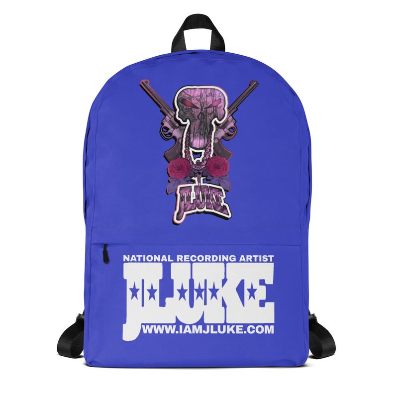 JLUKE PINK SKULL &amp; GUNS BLUE BACKPACK 