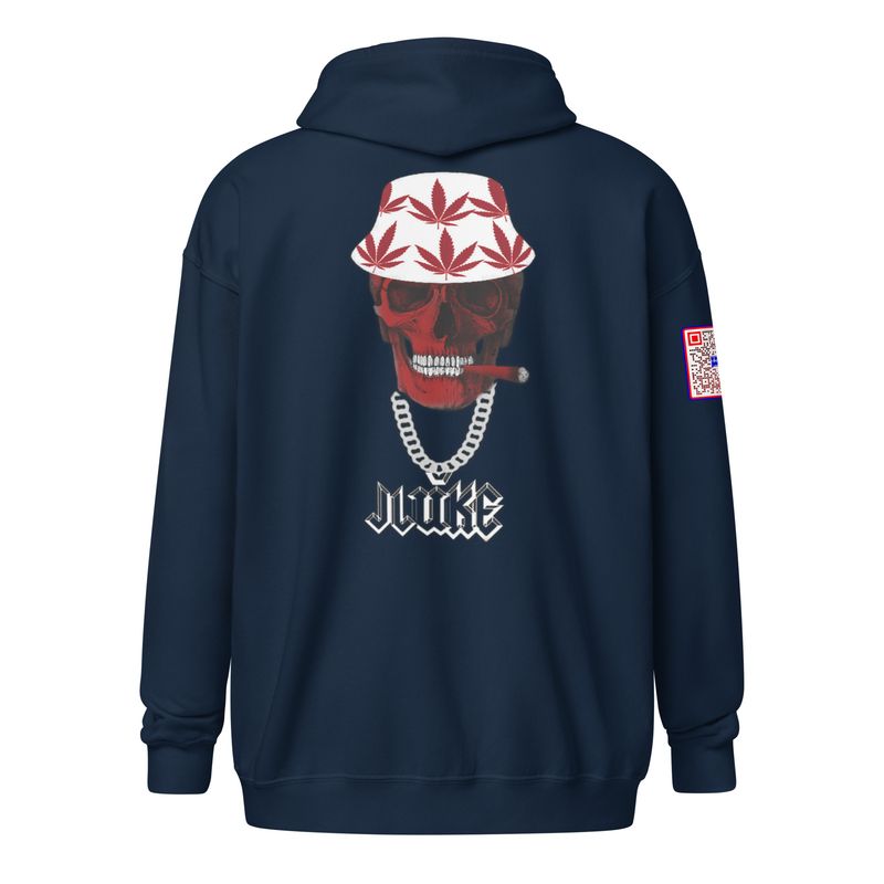 JLUKE Smoking Skull Zip Hoodie