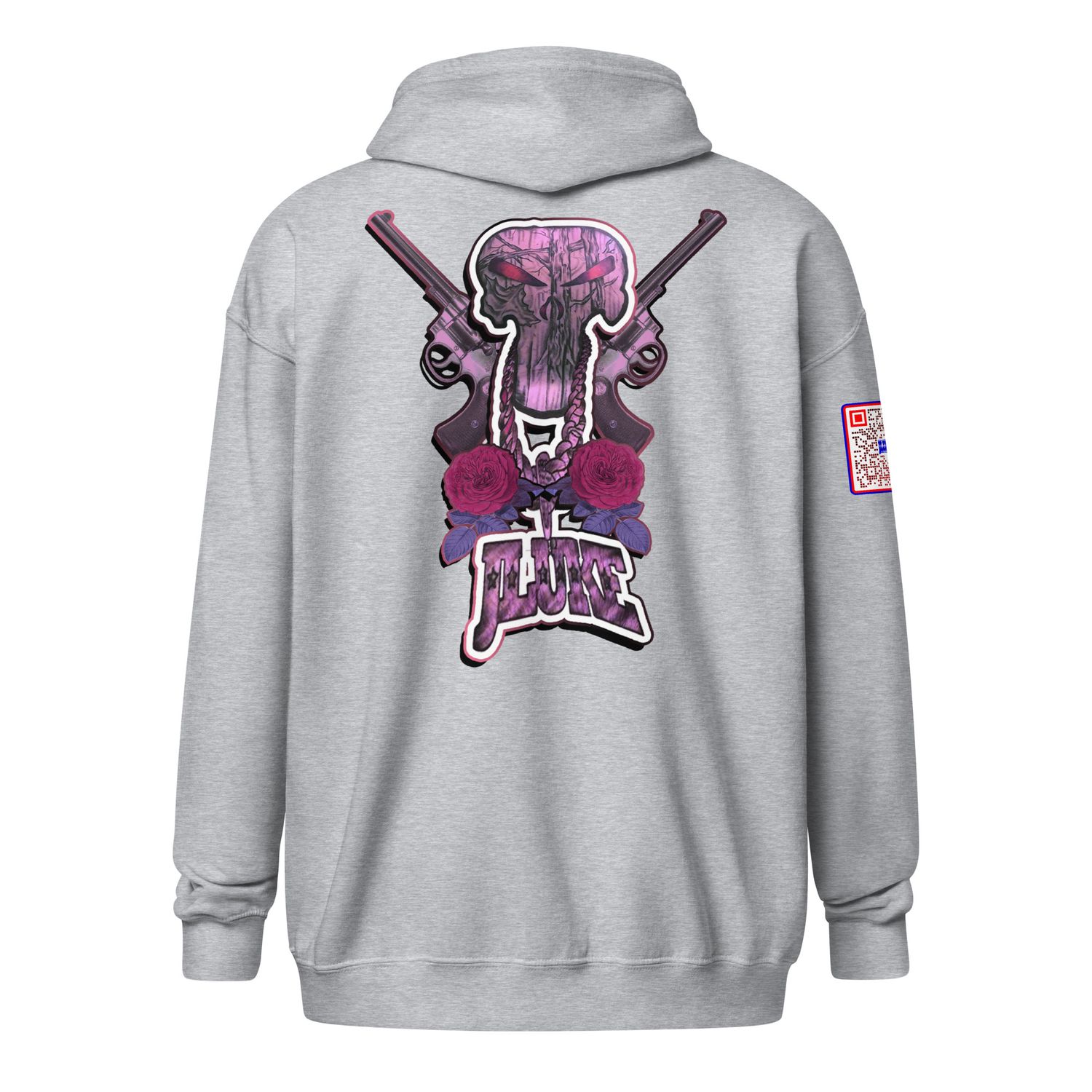 JLUKE Pink Skull &amp; Guns Zip Hoodie 