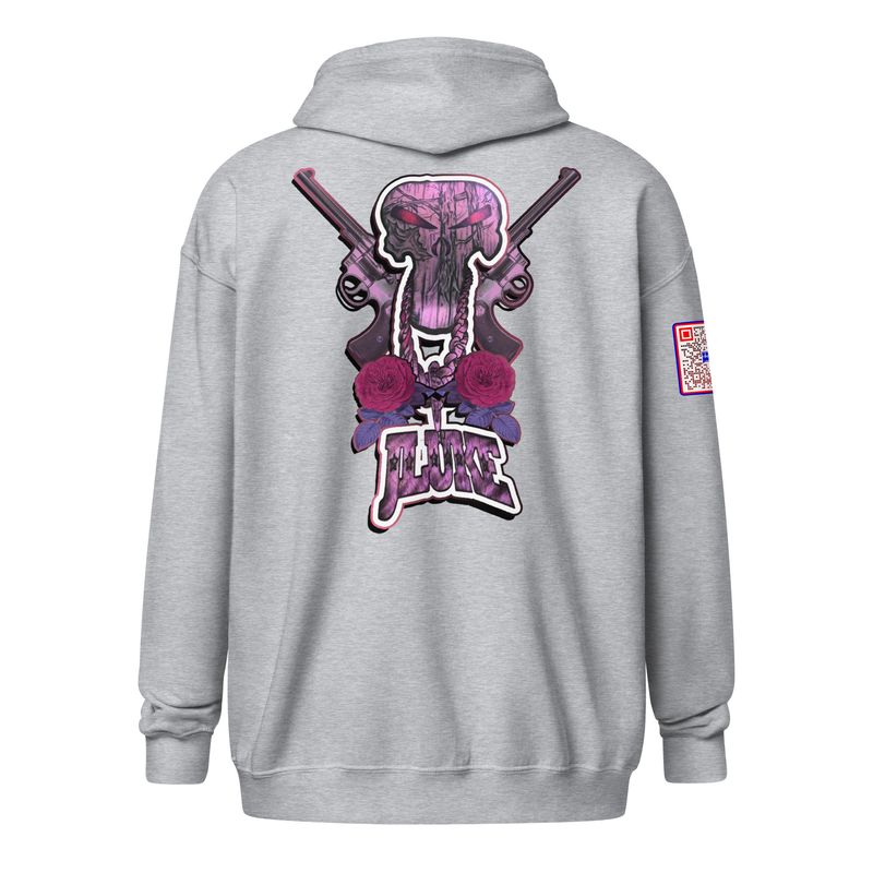 JLUKE Pink Skull &amp; Guns Zip Hoodie 
