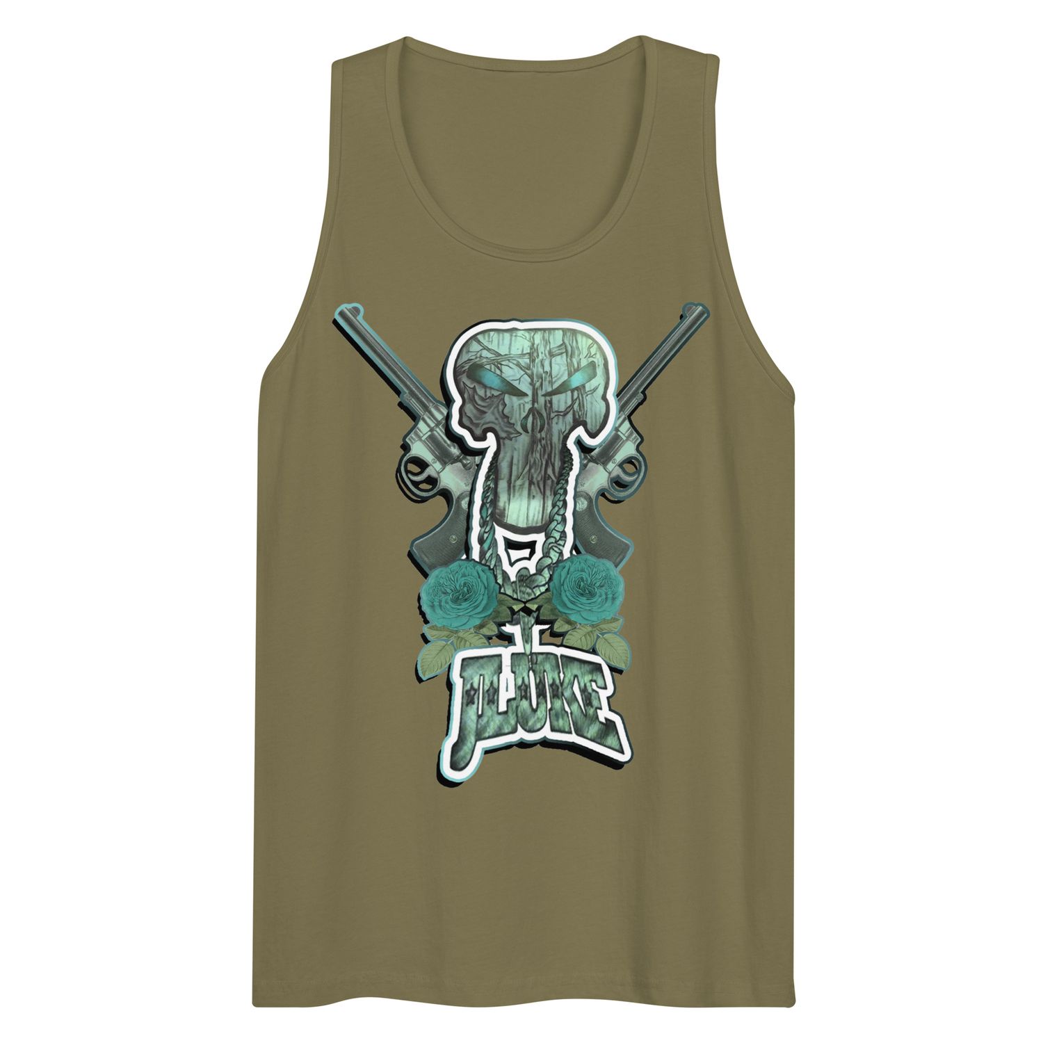 JLUKE Blue Skull &amp; Guns/Logo Tank Top
