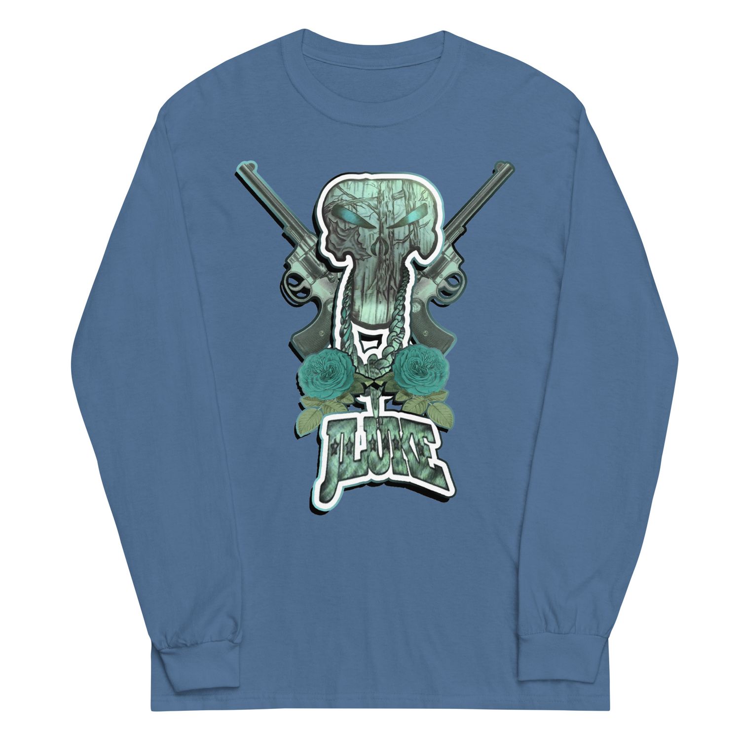 JLUKE Blue Skull &amp; Guns Long Sleeve Shirt