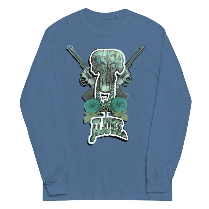 JLUKE Blue Skull &amp; Guns Long Sleeve Shirt