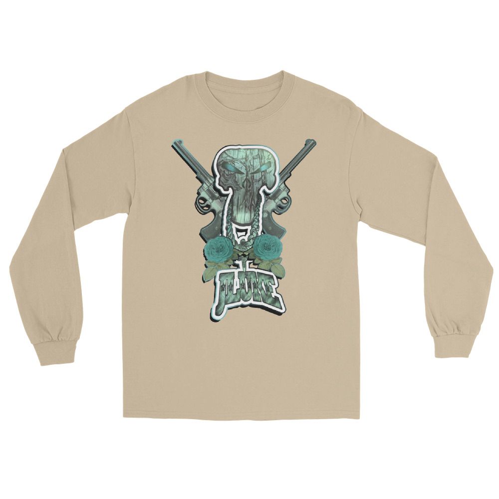 JLUKE Blue Skull &amp; Guns/Logo Long Sleeve Shirt