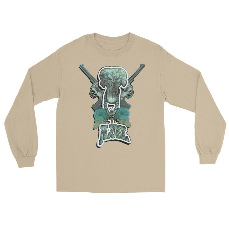JLUKE Blue Skull &amp; Guns/Logo Long Sleeve Shirt