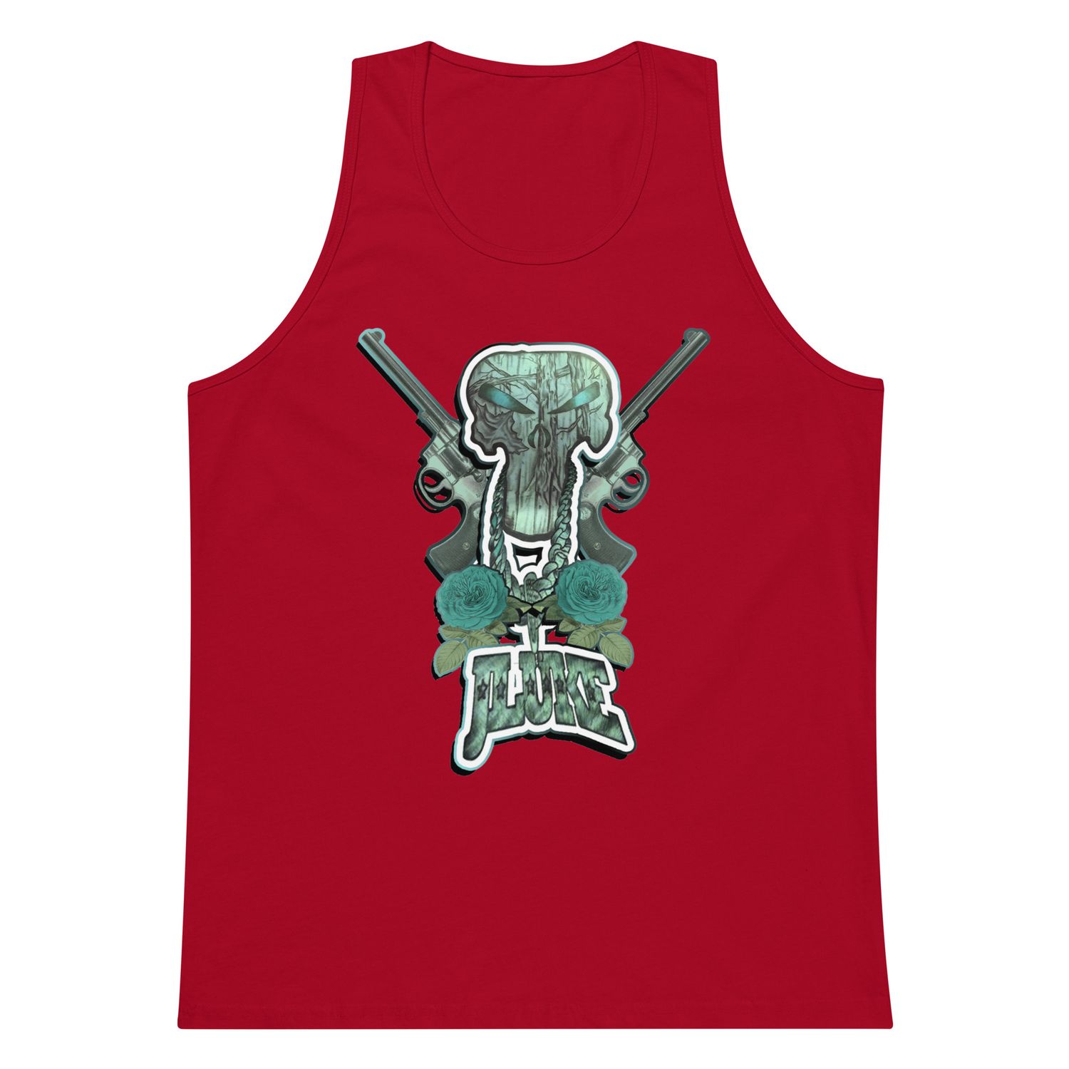 JLUKE Blue Skull &amp; Guns/Logo Tank Top